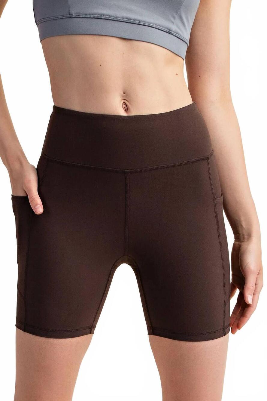 NEW RAE MODE butter soft nylon biker shorts in espresso